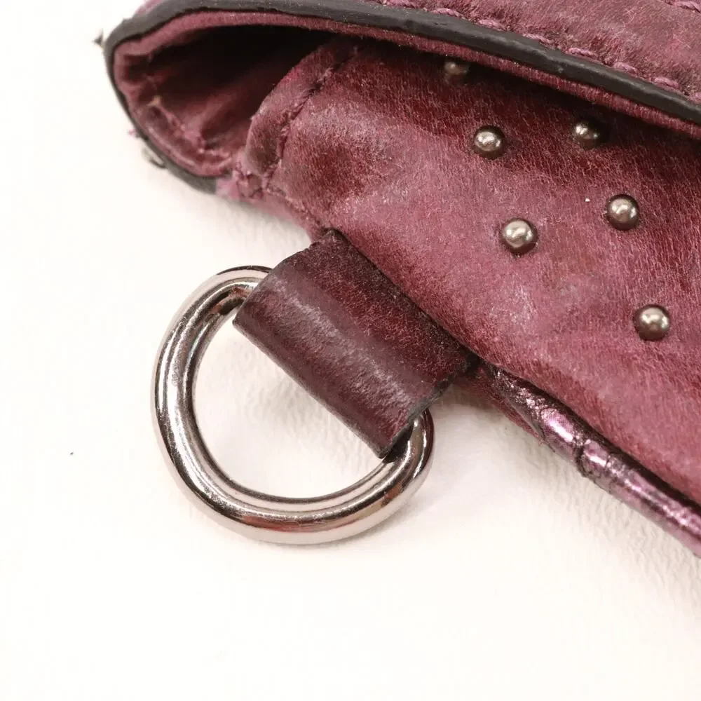 Guess Clutch Handbag Women Small Sangria Red Pewter Studded Purse Pouch Bag